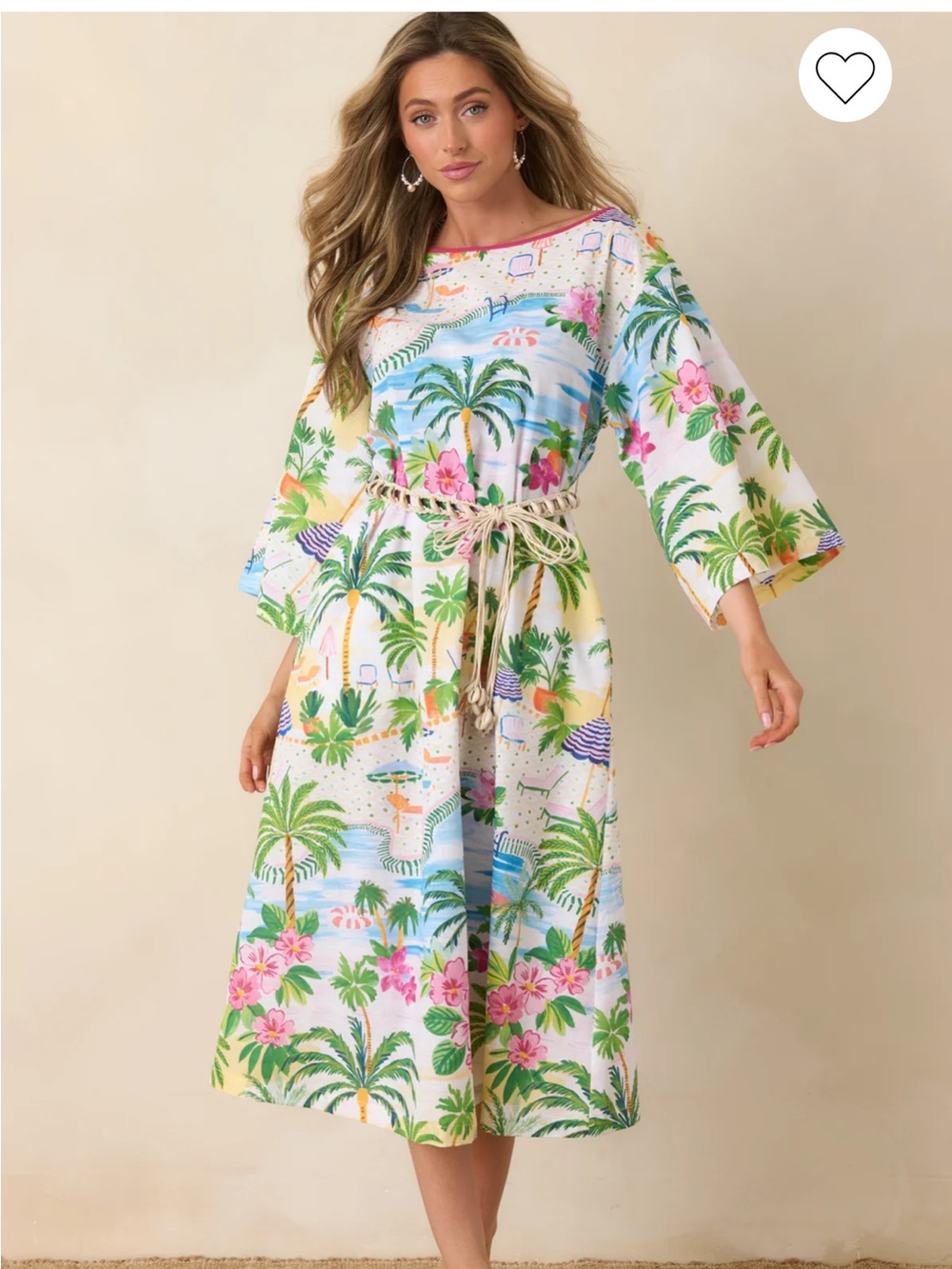 NWT PARADISA SARASOTA PINK MULTI COTTON LINEN POOLSIDE PRINT CAFTAN DRESS XS